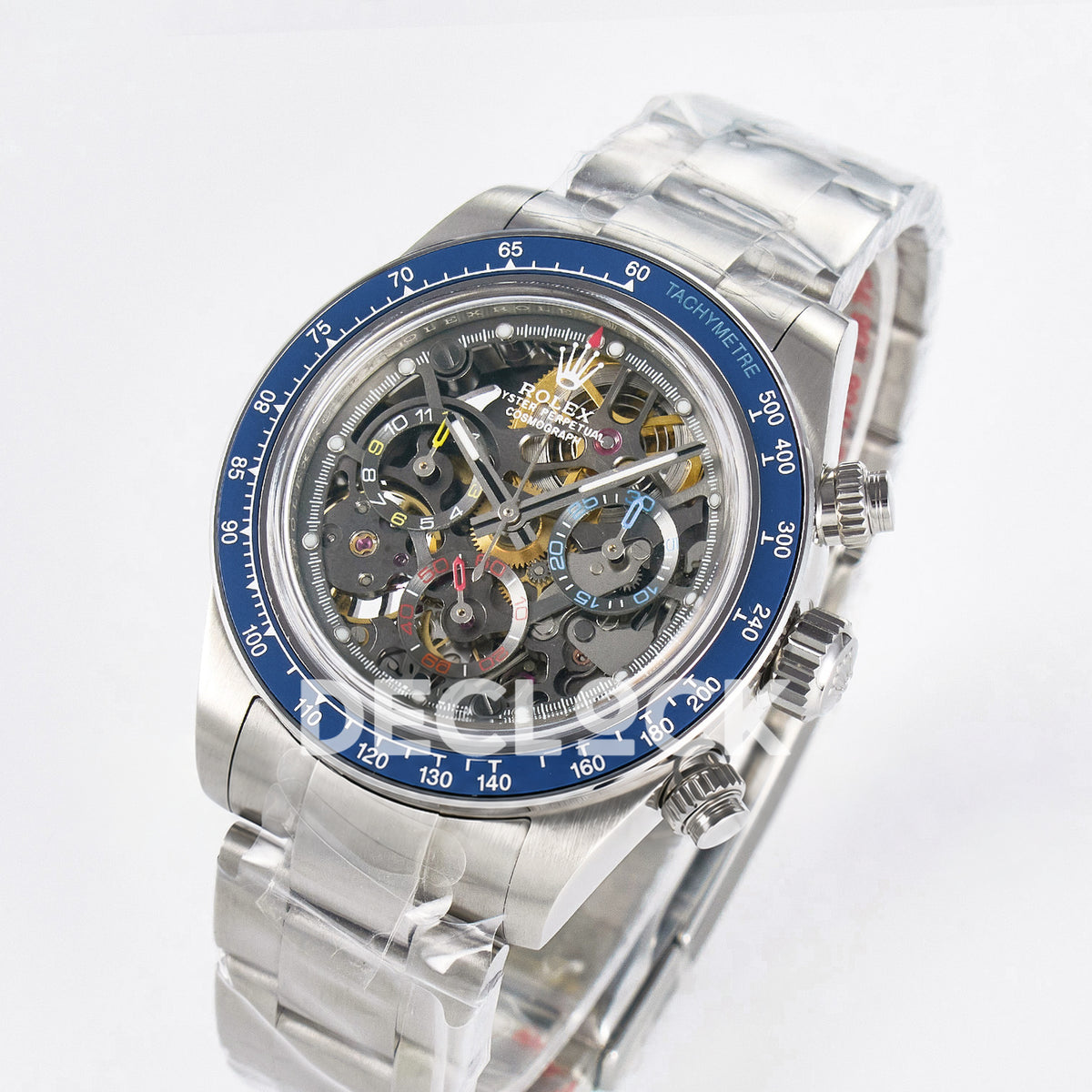 Rolex Daytona Custom Artisans Skeleton Blue Bezel ADGF SA4130 replica - angled front