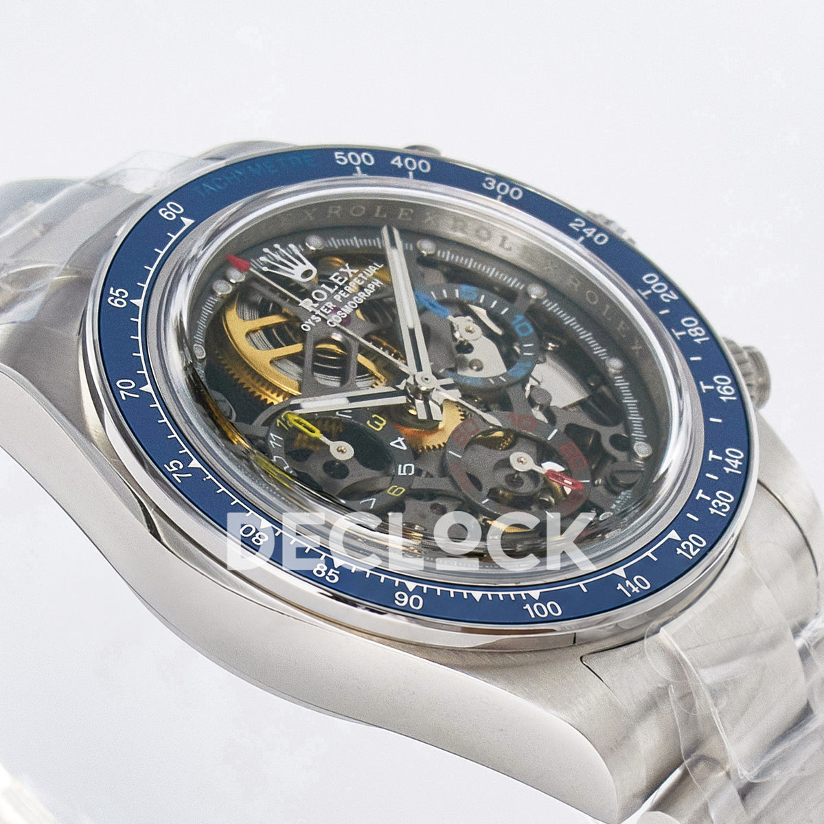 Rolex Daytona Custom Artisans Skeleton Blue Bezel ADGF SA4130 replica - angled left