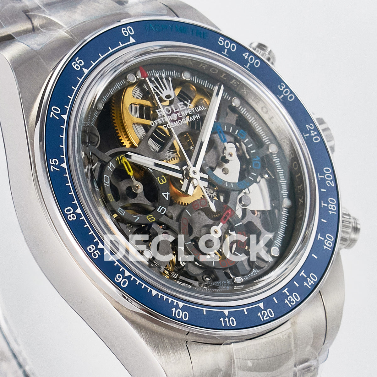 Rolex Daytona Custom Artisans Skeleton Blue Bezel ADGF SA4130 replica - angled right