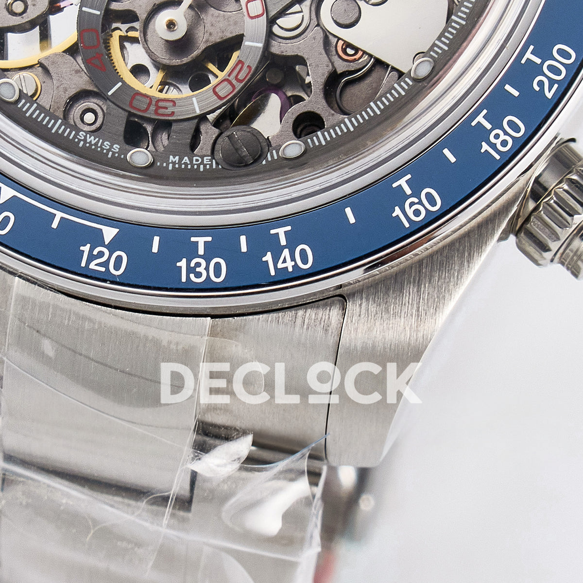 Rolex Daytona Custom Artisans Skeleton Blue Bezel ADGF SA4130 replica - bracelet lug