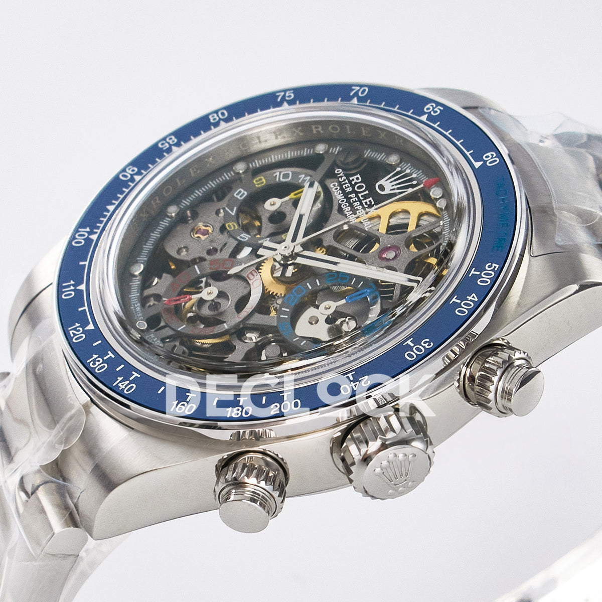 Rolex Daytona Custom Artisans Skeleton Blue Bezel ADGF SA4130 replica - crown side front