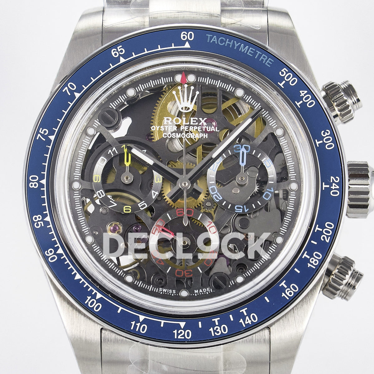 Rolex Daytona Custom Artisans Skeleton Blue Bezel ADGF SA4130 replica - dial close up