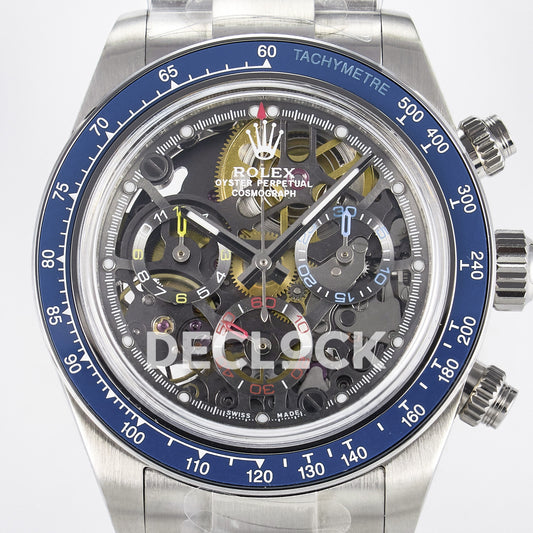 Rolex Daytona Custom Artisans Skeleton Blue Bezel ADGF SA4130 replica - dial close up