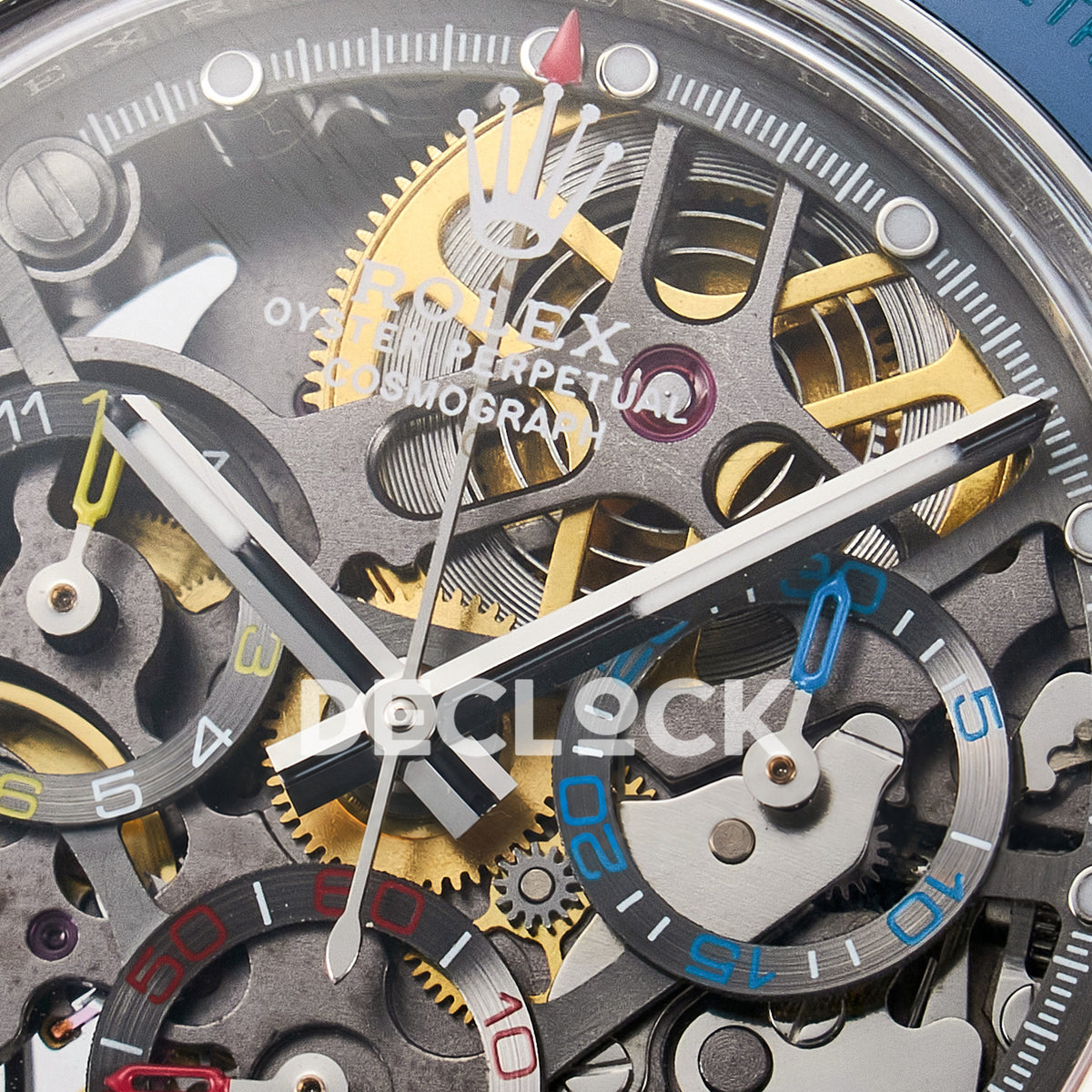 Rolex Daytona Custom Artisans Skeleton Blue Bezel ADGF SA4130 replica - dial logo