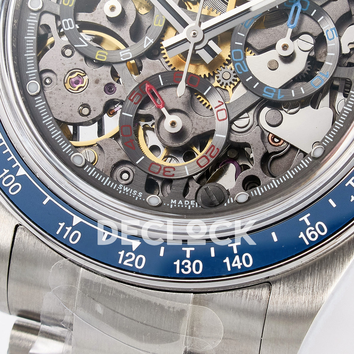Rolex Daytona Custom Artisans Skeleton Blue Bezel ADGF SA4130 replica - lower subdial