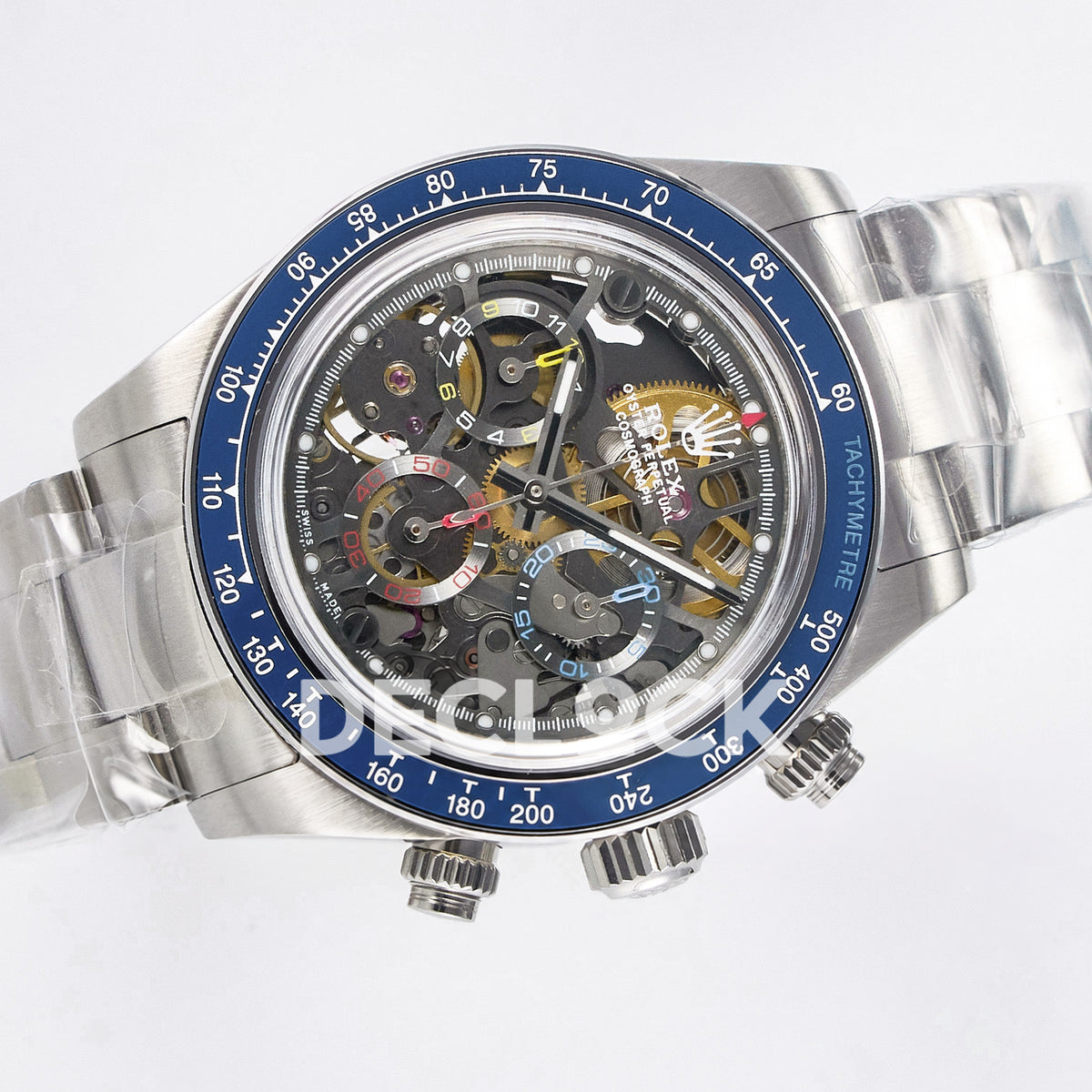 Rolex Daytona Custom Artisans Skeleton Blue Bezel ADGF SA4130 replica - rotated front