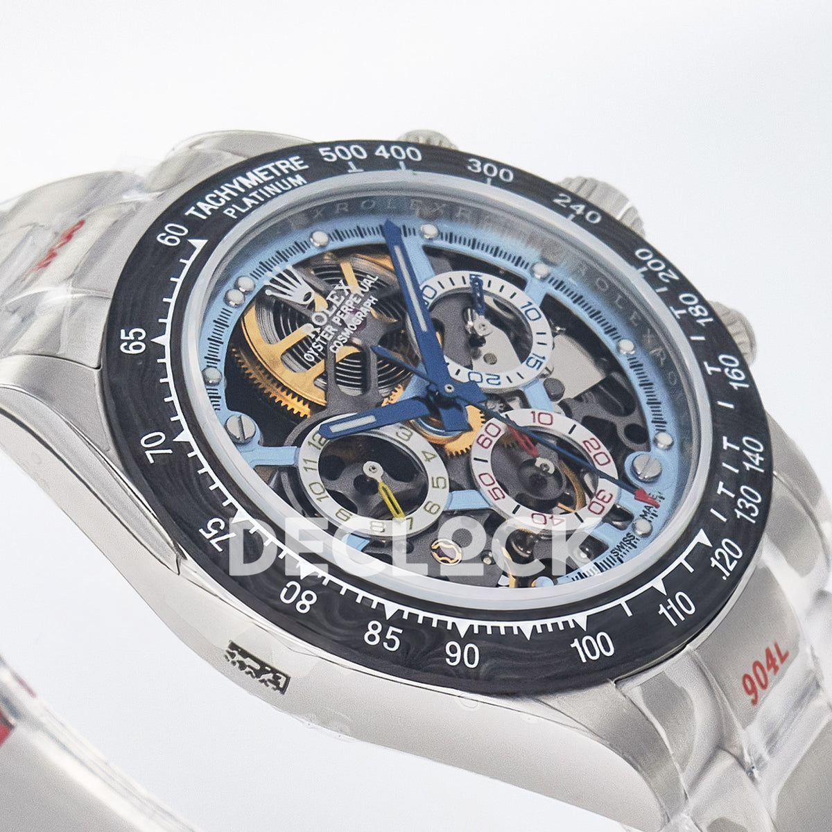 Rolex Daytona Custom Artisans Skeleton Carbon GETF DD4802 replica - angled dial left