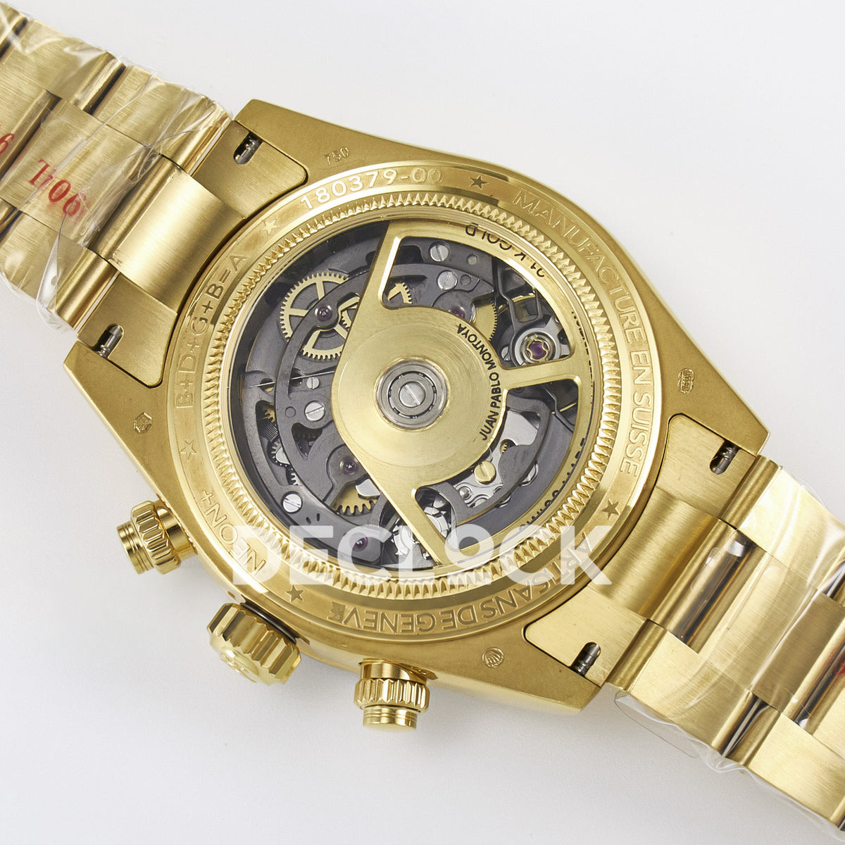 Rolex Daytona Custom Artisans Skeleton Yellow Gold Blue Bezel ADGF SA4130 replica - caseback