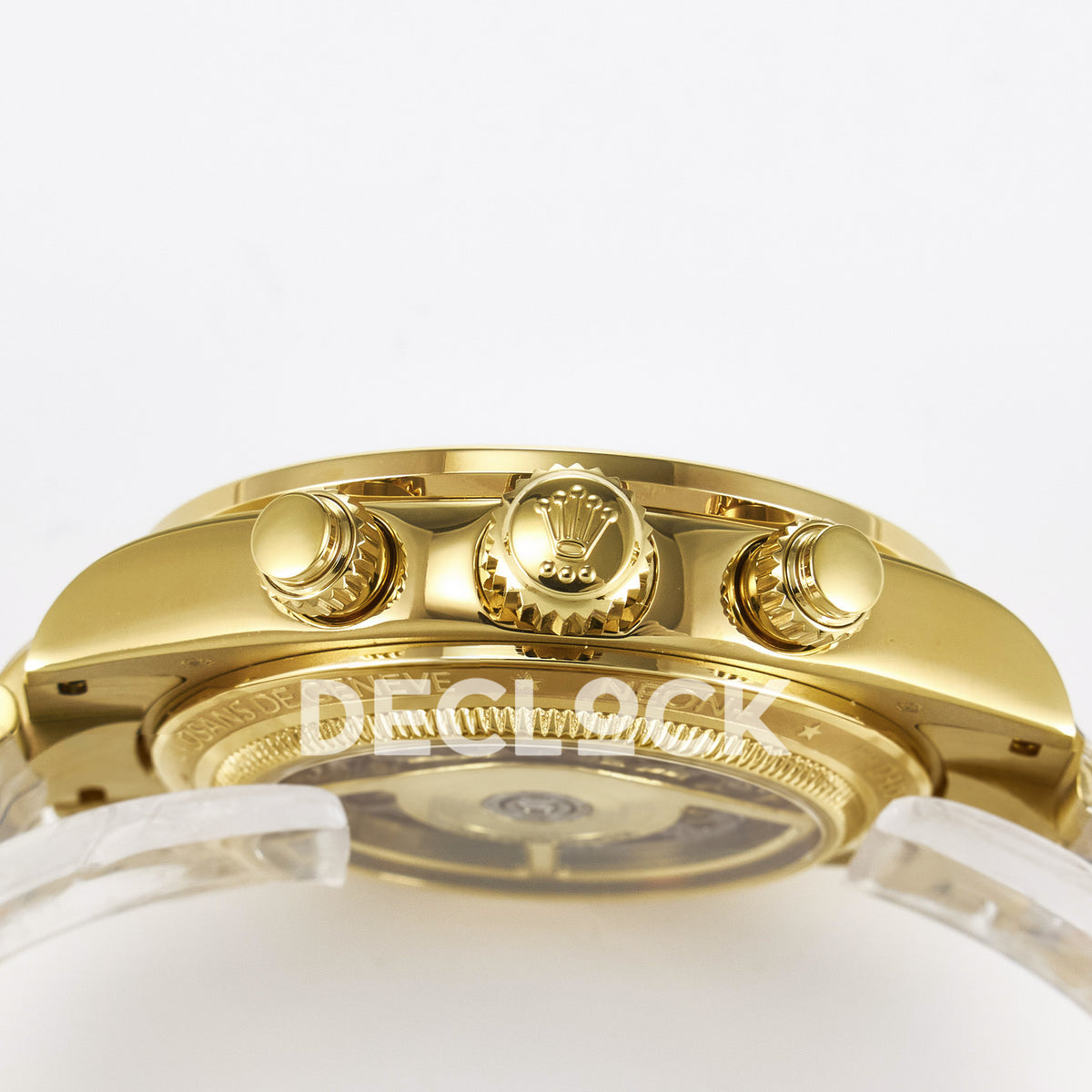 Rolex Daytona Custom Artisans Skeleton Yellow Gold Blue Bezel ADGF SA4130 replica - crown side