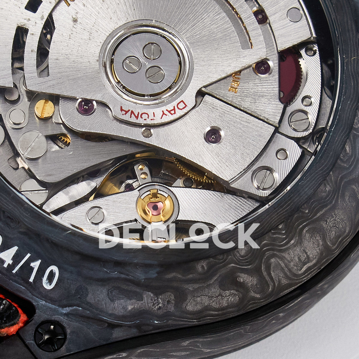 Rolex Daytona Custom Avia Azure Blue Carbon Orange Strap DIWF SH4130 replica - caseback engraving