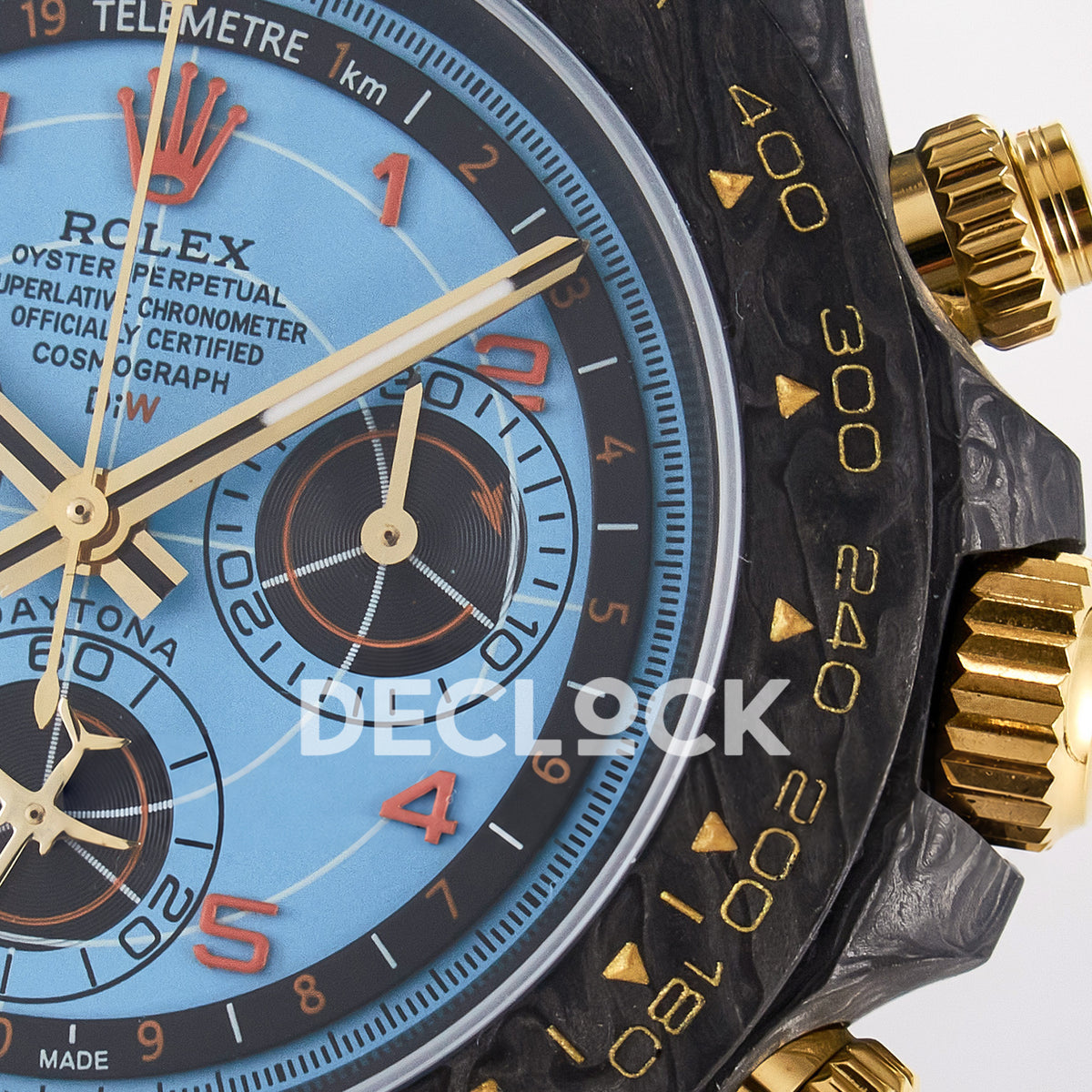 Rolex Daytona Custom Avia Azure Blue Carbon Orange Strap DIWF SH4130 replica - dial right