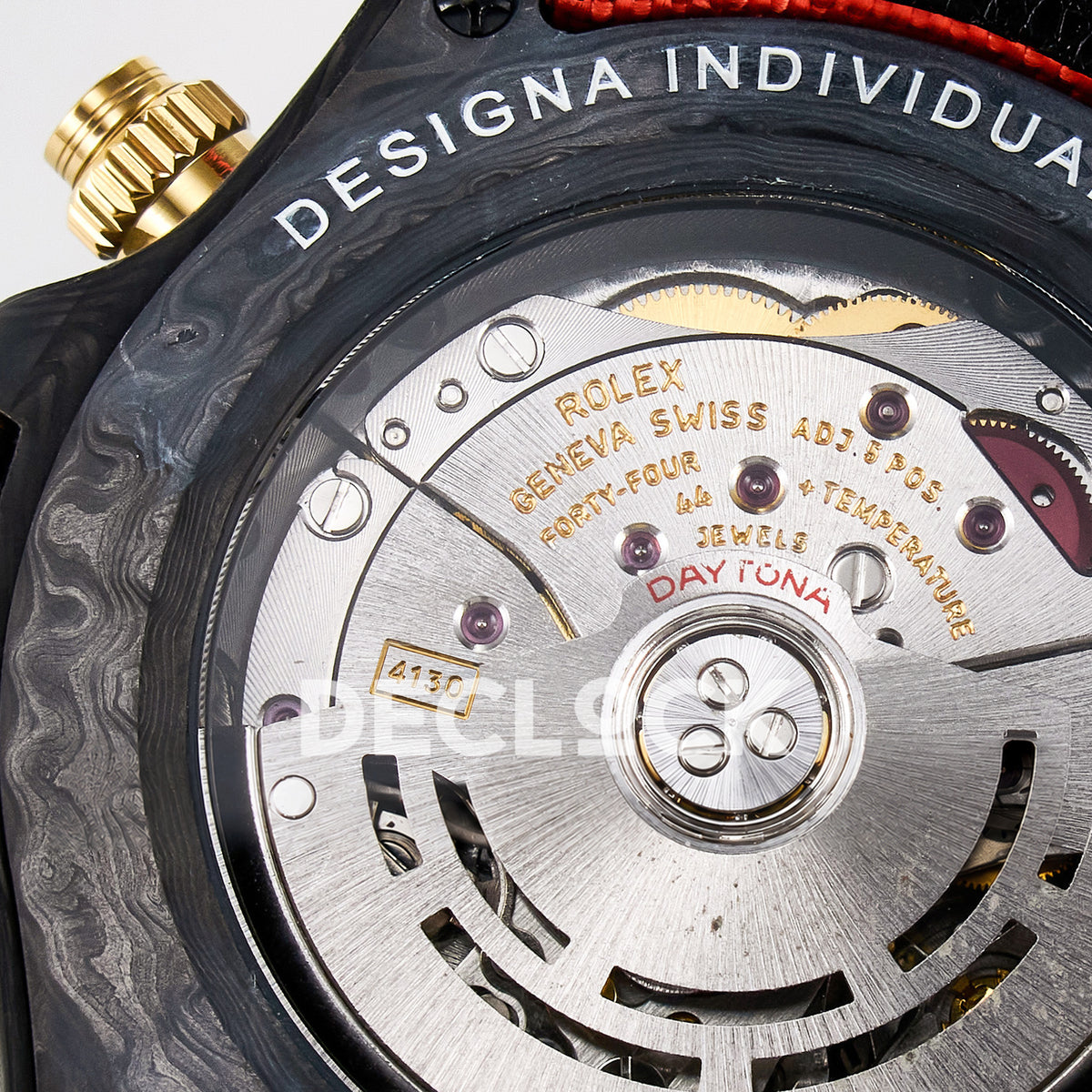 Rolex Daytona Custom Avia Azure Blue Carbon Orange Strap DIWF SH4130 replica - movement close up