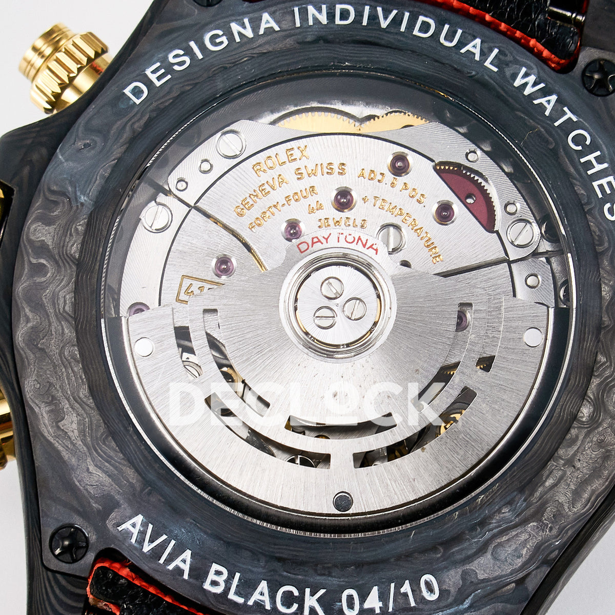 Rolex Daytona Custom Avia Azure Blue Carbon Orange Strap DIWF SH4130 replica - movement full