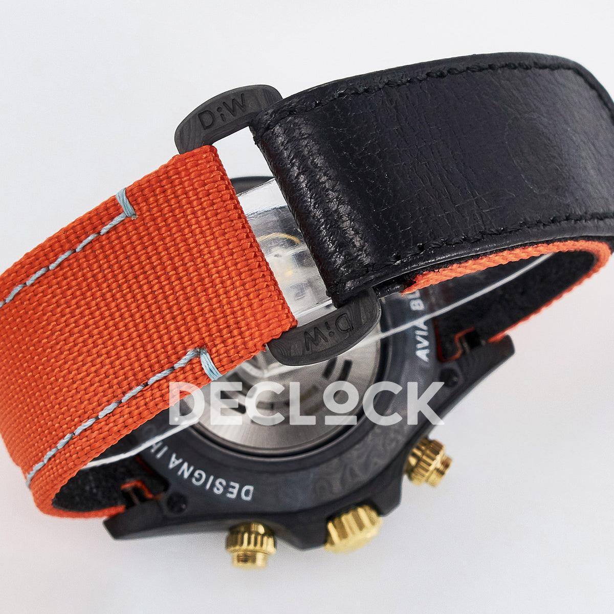 Rolex Daytona Custom Avia Azure Blue Carbon Orange Strap DIWF SH4130 replica - strap closure