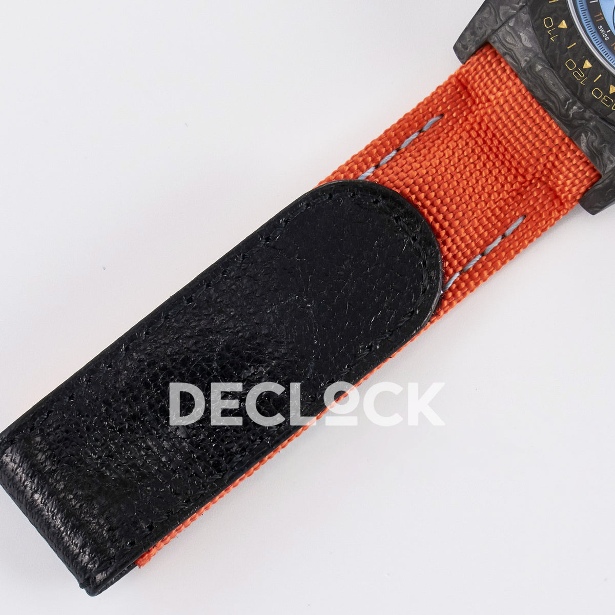 Rolex Daytona Custom Avia Azure Blue Carbon Orange Strap DIWF SH4130 replica - strap detail