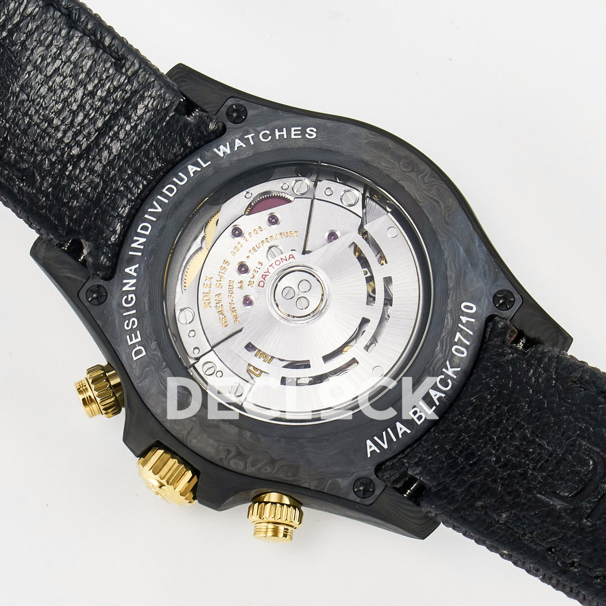 Rolex Daytona Custom Avia Black Carbon Black Strap DIWF SH4130 replica - caseback
