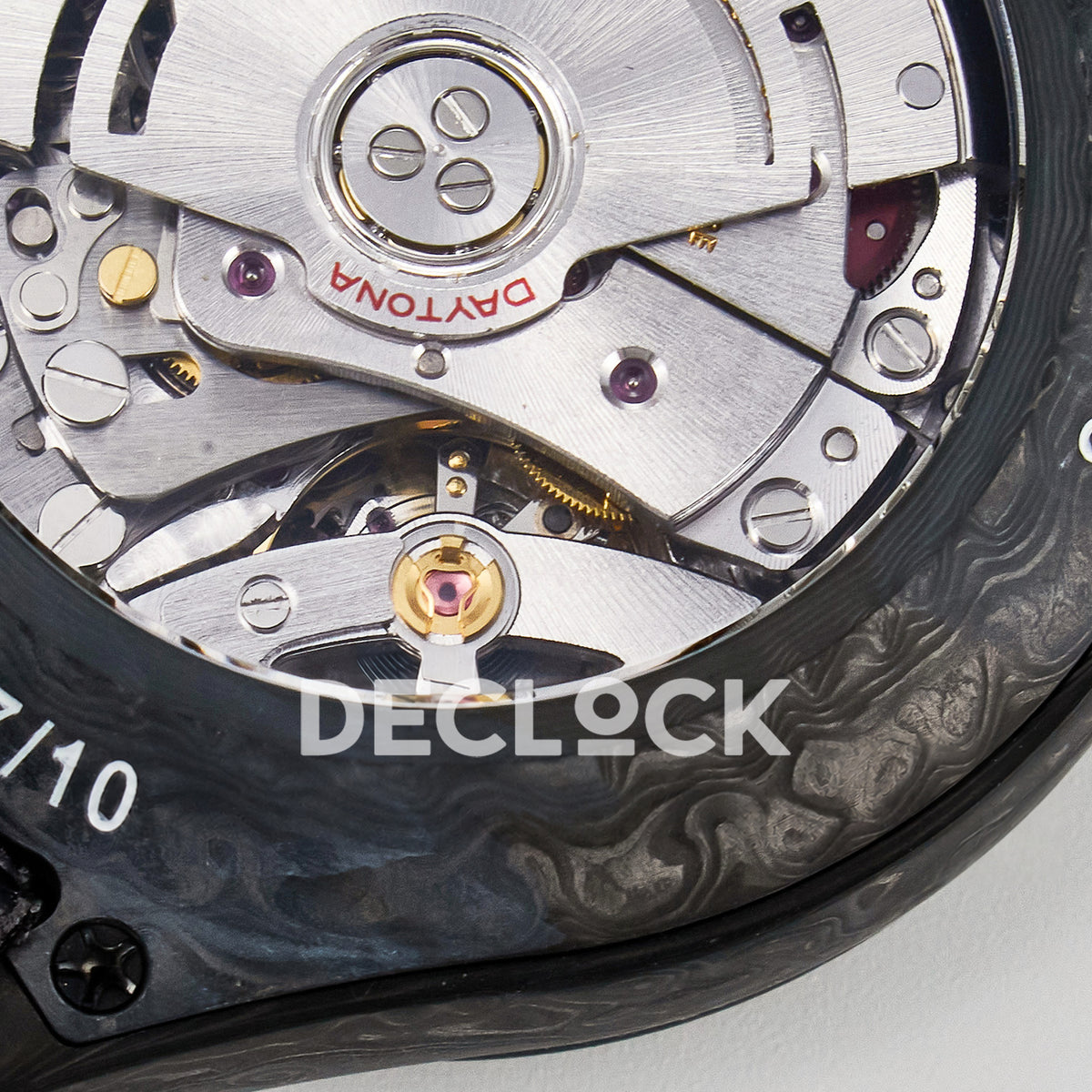 Rolex Daytona Custom Avia Black Carbon Black Strap DIWF SH4130 replica - caseback engraving