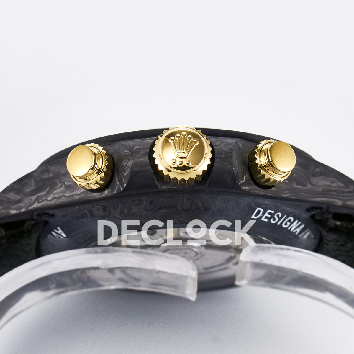 Rolex Daytona Custom Avia Black Carbon Black Strap DIWF SH4130 replica - crown side