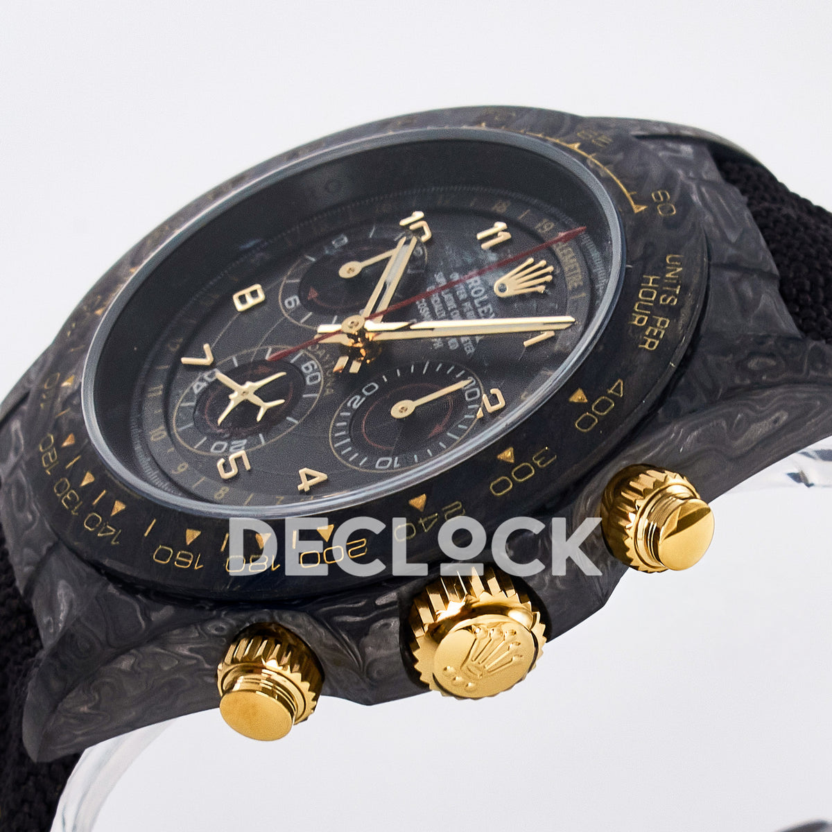 Rolex Daytona Custom Avia Black Carbon Black Strap DIWF SH4130 replica - crown side front