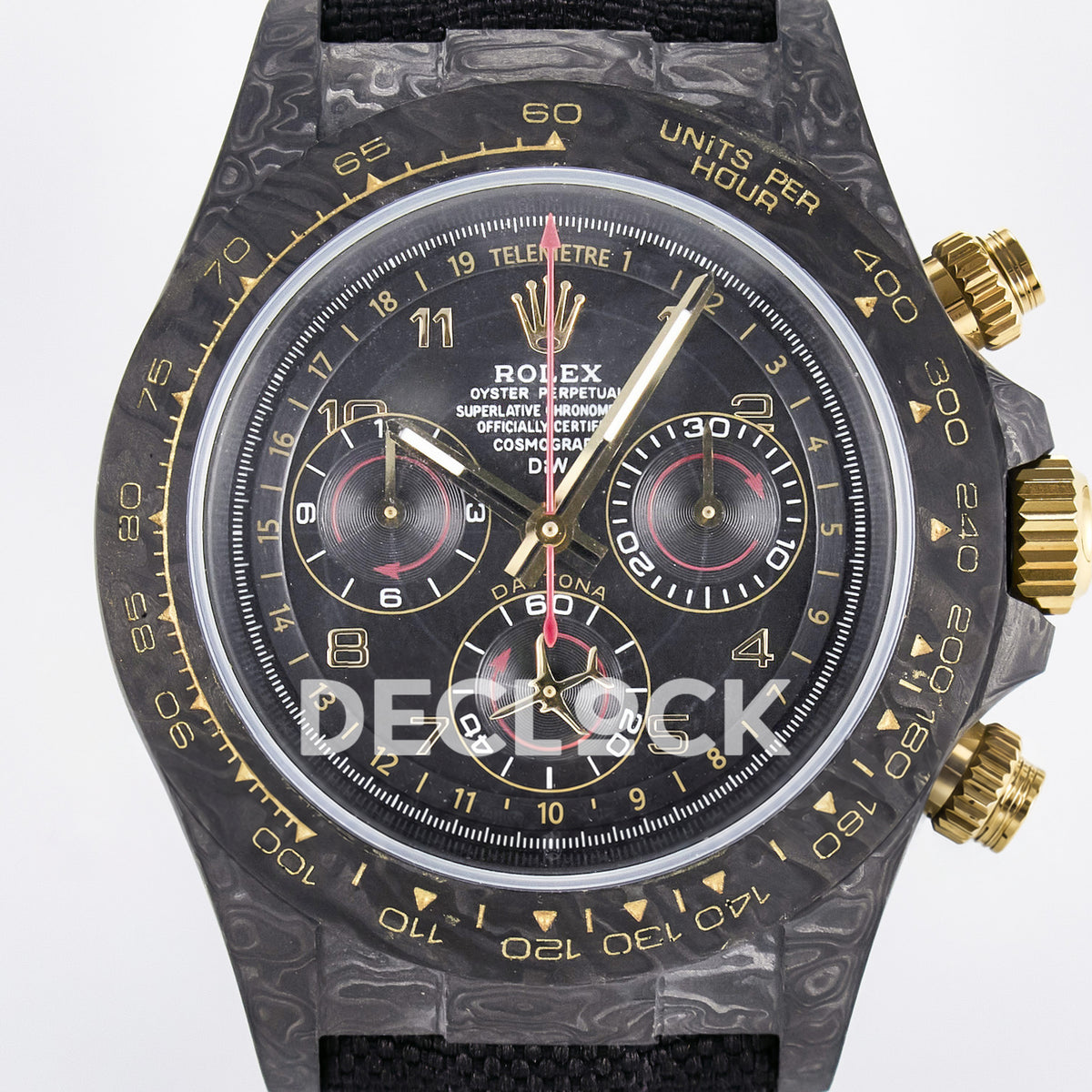 Rolex Daytona Custom Avia Black Carbon Black Strap DIWF SH4130 replica - dial close up
