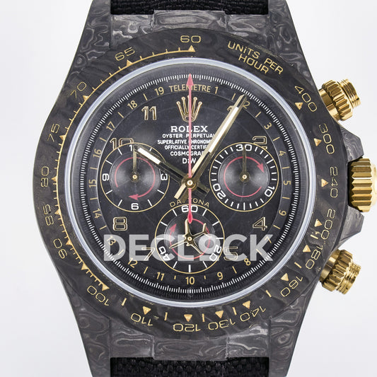 Rolex Daytona Custom Avia Black Carbon Black Strap DIWF SH4130 replica - dial close up