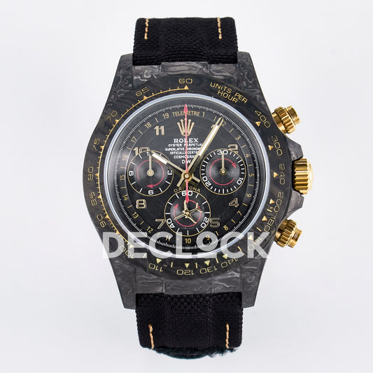 Rolex Daytona Custom Avia Black Carbon Black Strap DIWF SH4130 replica - front