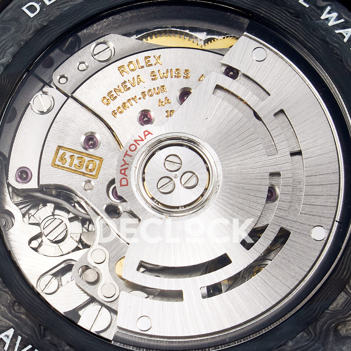 Rolex Daytona Custom Avia Black Carbon Black Strap DIWF SH4130 replica - movement bridge