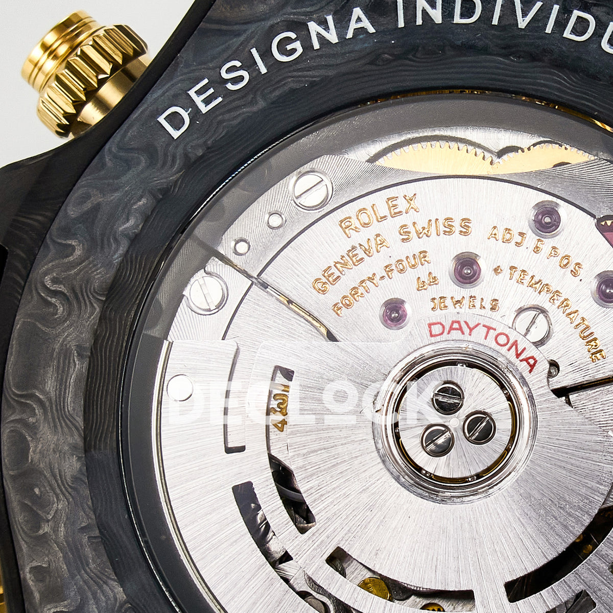 Rolex Daytona Custom Avia Black Carbon Black Strap DIWF SH4130 replica - movement close up