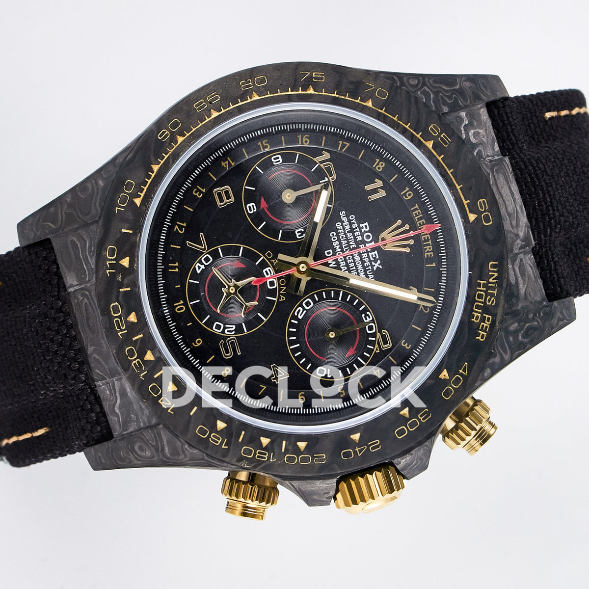 Rolex Daytona Custom Avia Black Carbon Black Strap DIWF SH4130 replica - rotated dial