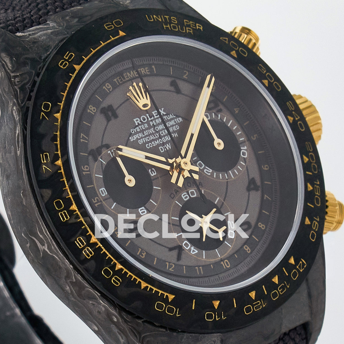 Rolex Daytona Custom Avia Grey Carbon Black Strap DIWF SH4130 replica - angled right