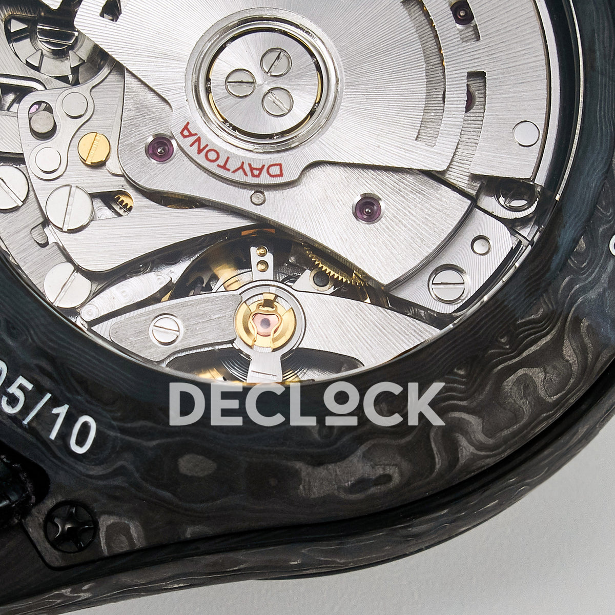 Rolex Daytona Custom Avia Grey Carbon Black Strap DIWF SH4130 replica - caseback engraving