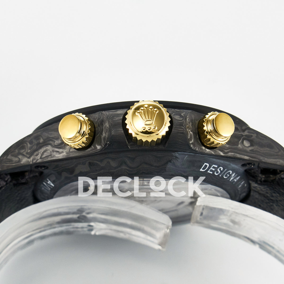 Rolex Daytona Custom Avia Grey Carbon Black Strap DIWF SH4130 replica - crown side