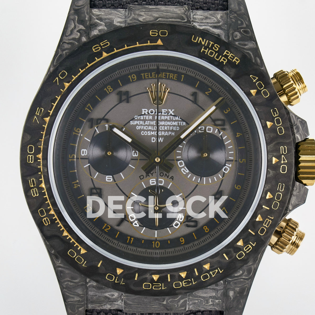Rolex Daytona Custom Avia Grey Carbon Black Strap DIWF SH4130 replica - dial close up