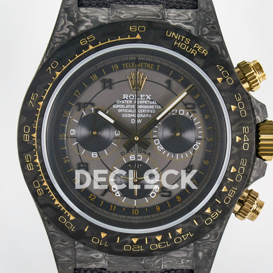 Rolex Daytona Custom Avia Grey Carbon Black Strap DIWF SH4130 replica - dial close up