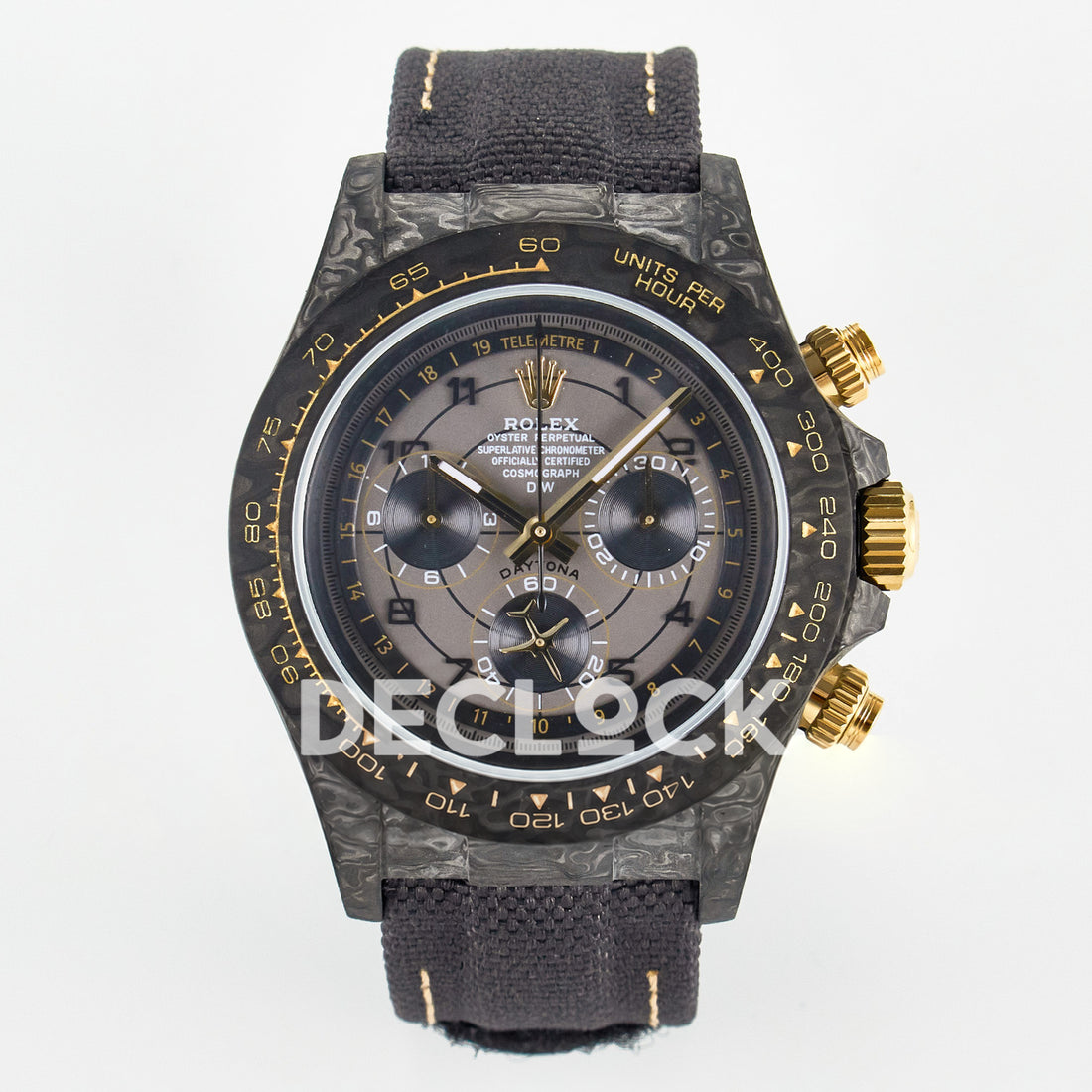 Rolex Daytona Custom Avia Grey Carbon Black Strap DIWF SH4130 replica - front Custom