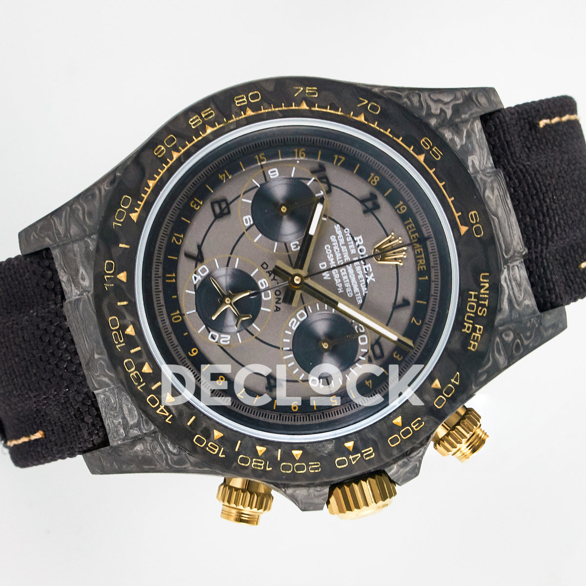 Rolex Daytona Custom Avia Grey Carbon Black Strap DIWF SH4130 replica - rotated dial