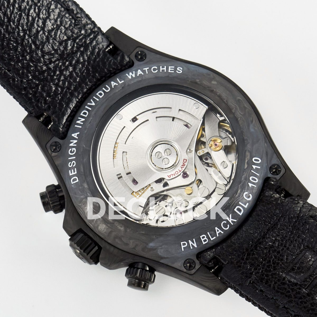 Rolex Daytona Custom Black Carbon Black White Black Strap DIWF SH4130 replica - caseback