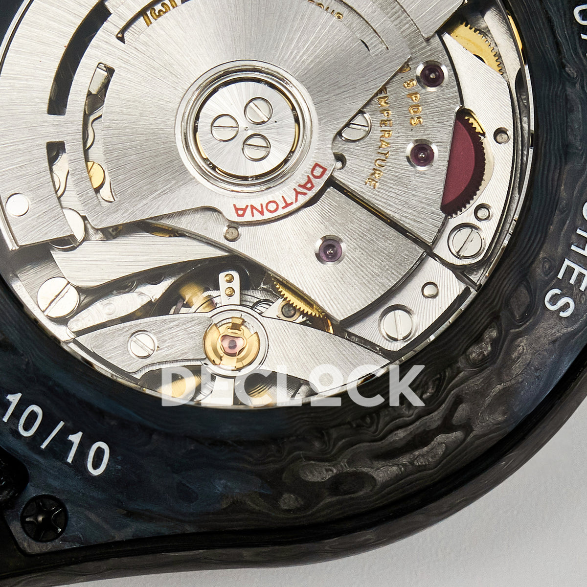 Rolex Daytona Custom Black Carbon Black White Black Strap DIWF SH4130 replica - caseback engraving
