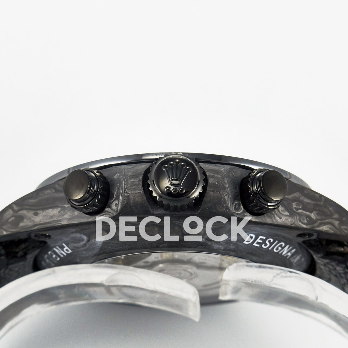 Rolex Daytona Custom Black Carbon Black White Black Strap DIWF SH4130 replica - crown side