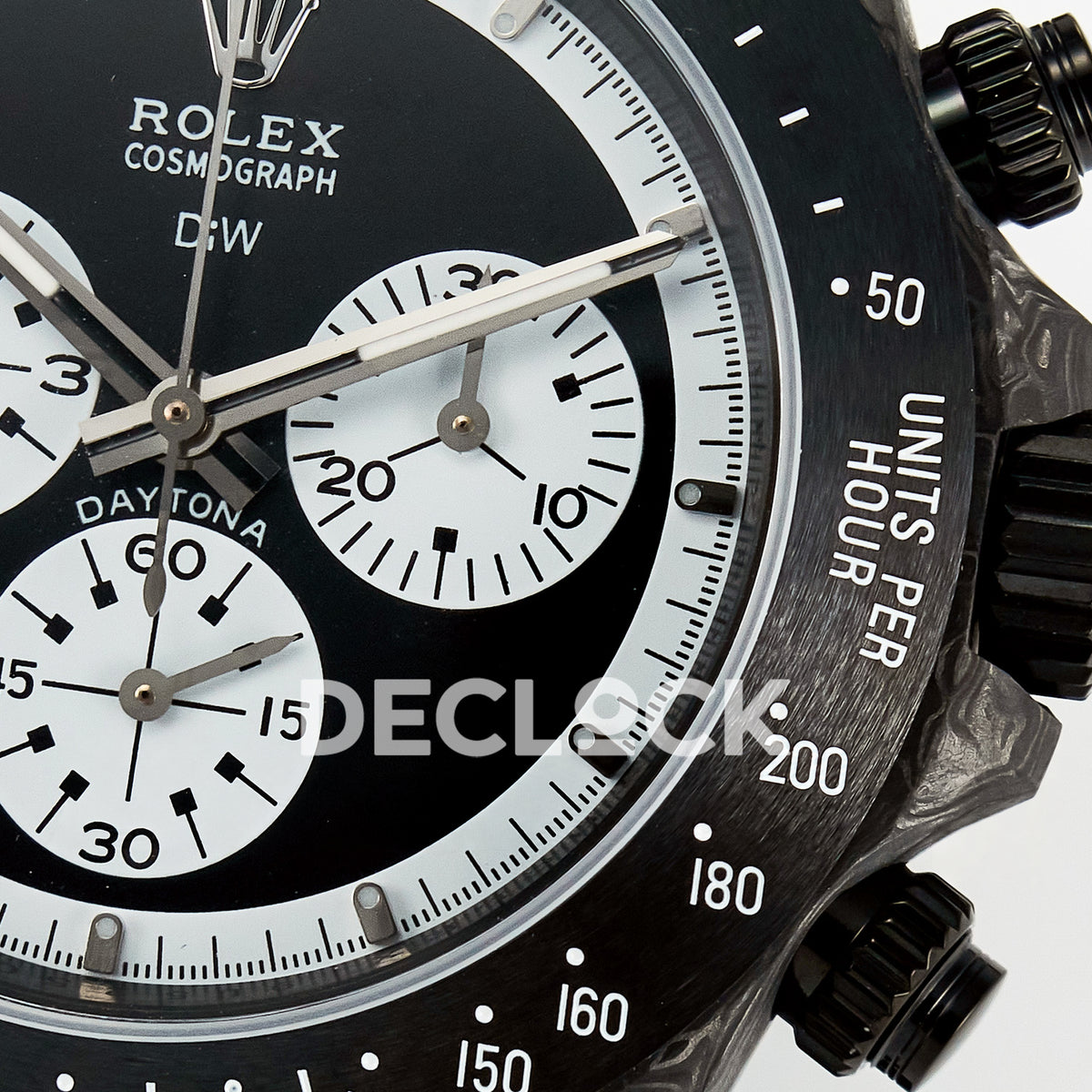 Rolex Daytona Custom Black Carbon Black White Black Strap DIWF SH4130 replica - dial right