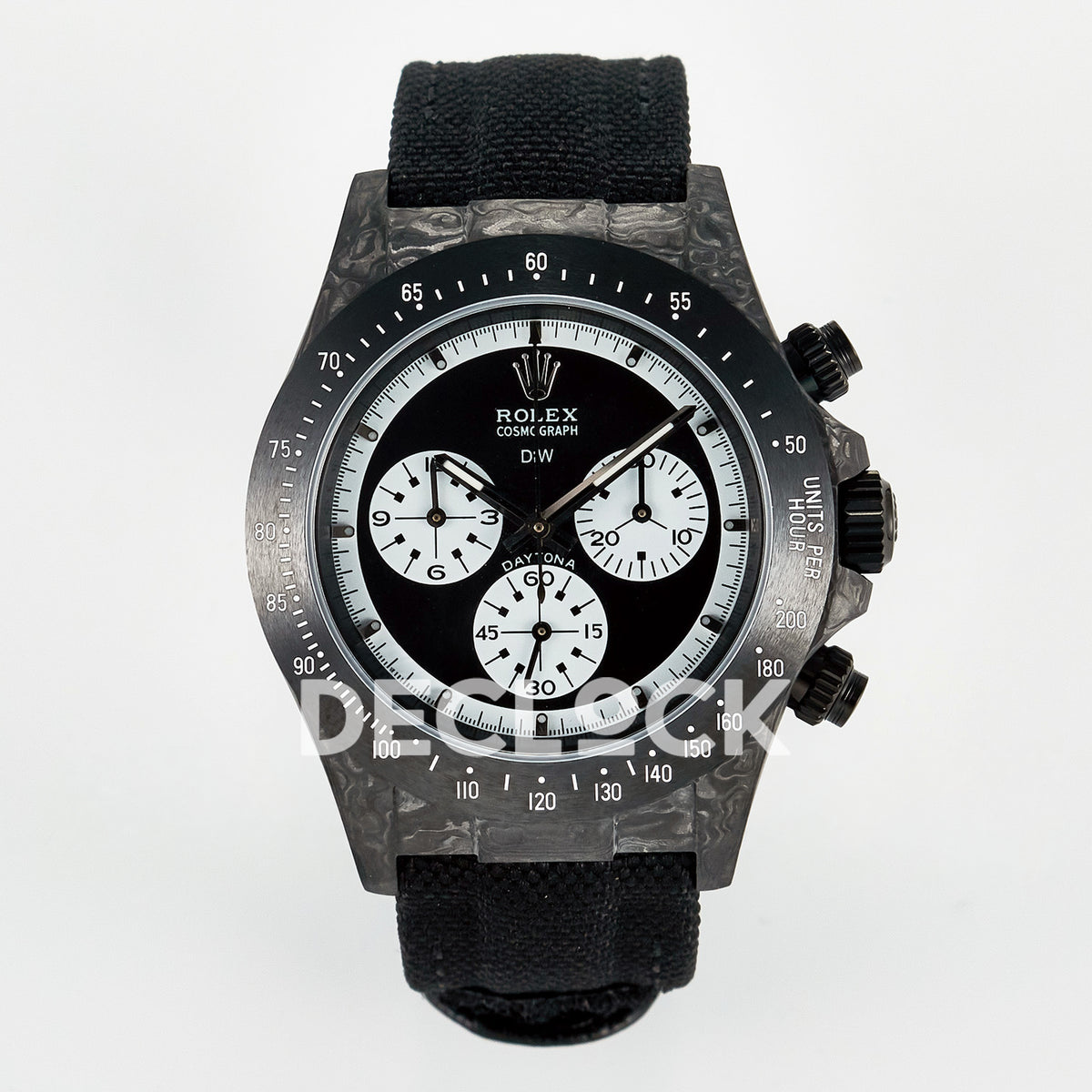 Rolex Daytona Custom Black Carbon Black White Black Strap DIWF SH4130 replica - front