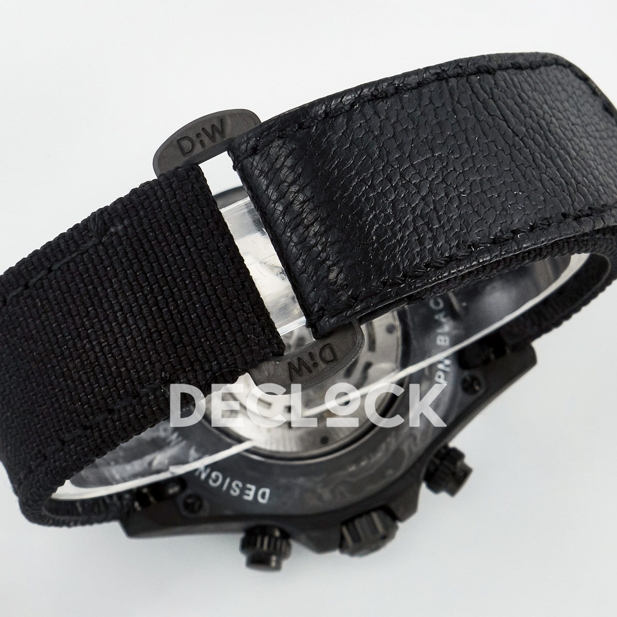 Rolex Daytona Custom Black Carbon Black White Black Strap DIWF SH4130 replica - strap closure