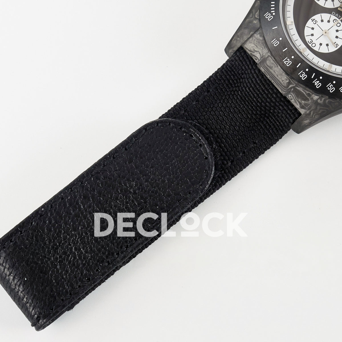 Rolex Daytona Custom Black Carbon Black White Black Strap DIWF SH4130 replica - strap detail