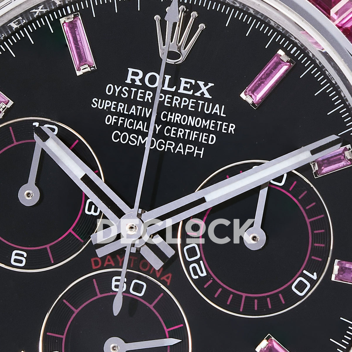 Rolex Daytona Custom Black Pink Gem Bezel RXF DD4130 replica - dial closeup