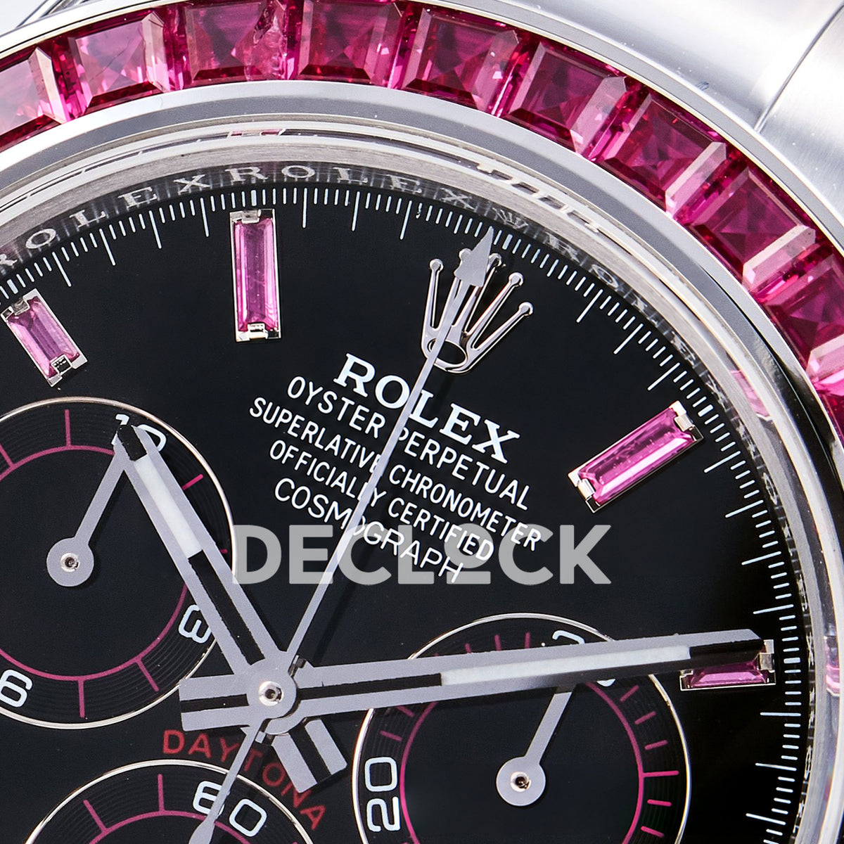 Rolex Daytona Custom Black Pink Gem Bezel RXF DD4130 replica - upper dial detail