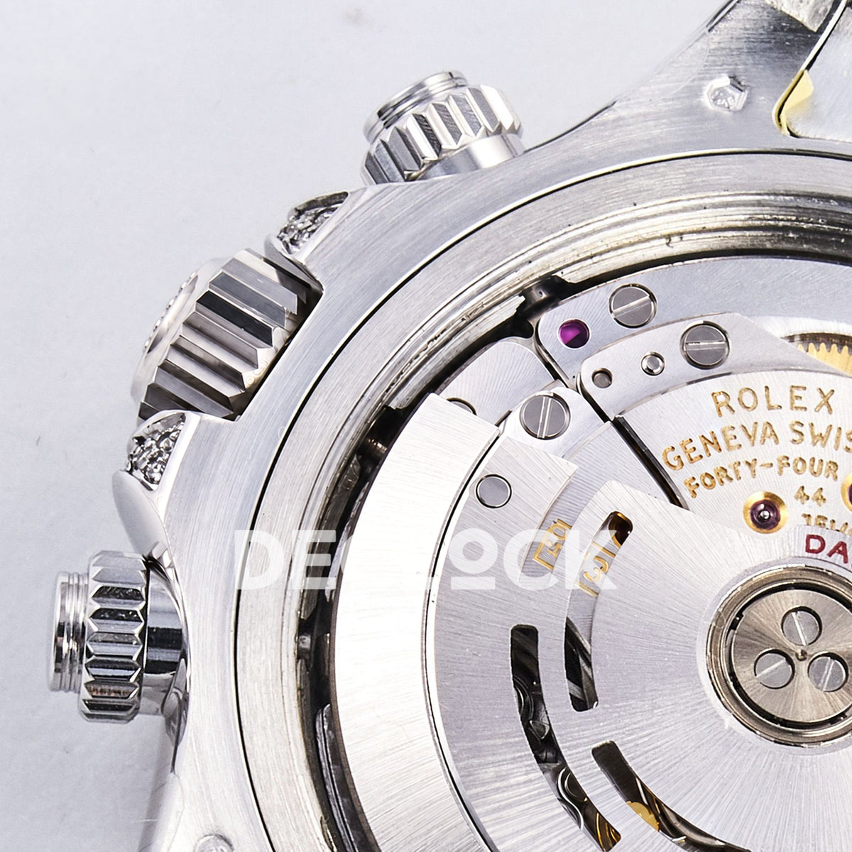 Rolex Daytona Custom Black Pink Gem Bezel RXF DD4130 replica - movement crown side