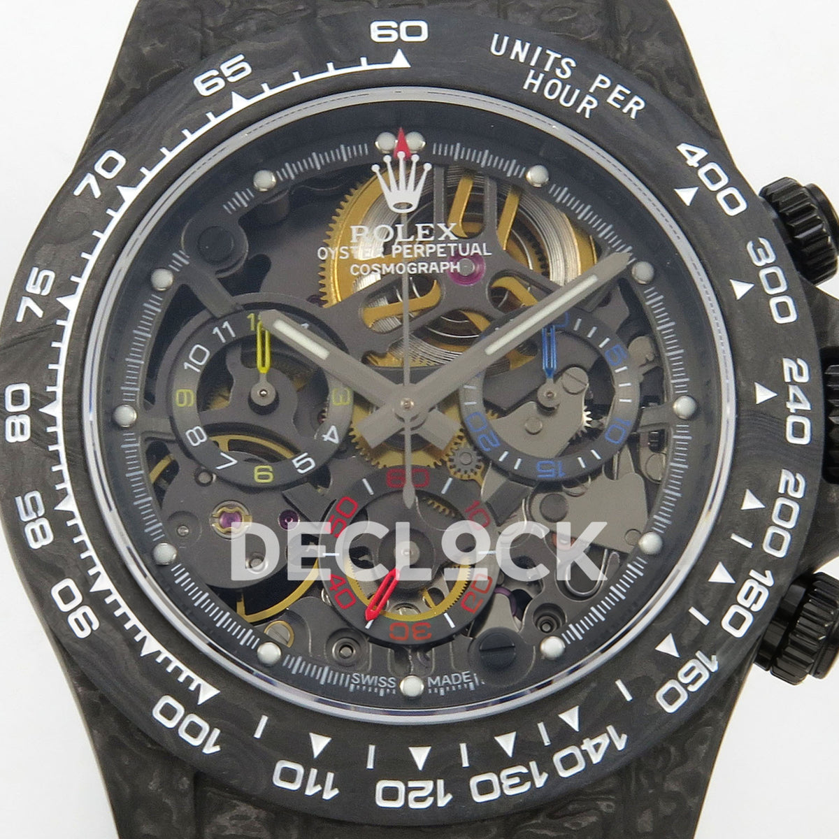 Rolex Daytona Custom Blaken Carbon Skeleton Black Nylon GETF SA4130 replica - dial close up