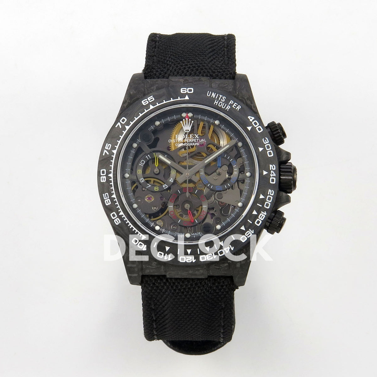 Rolex Daytona Custom Blaken Carbon Skeleton Black Nylon GETF SA4130 replica - front