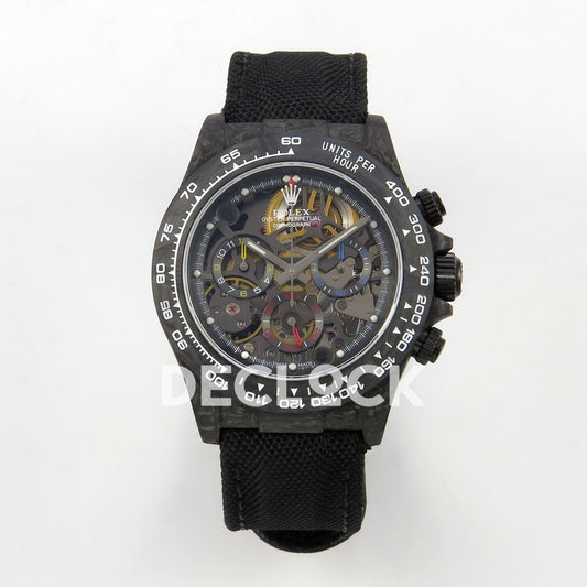 Rolex Daytona Custom Blaken Carbon Skeleton Black Nylon GETF SA4130 replica - front