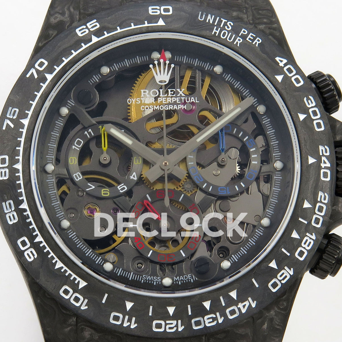 Rolex Daytona Custom Blaken Carbon Skeleton Red Nylon GETF SA4130 replica - dial close up